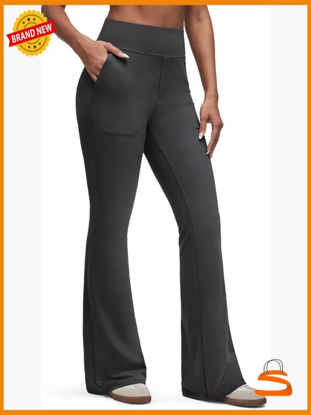 High Waisted Bootcut Yoga Pants with Pockets - Work & Dress Wear